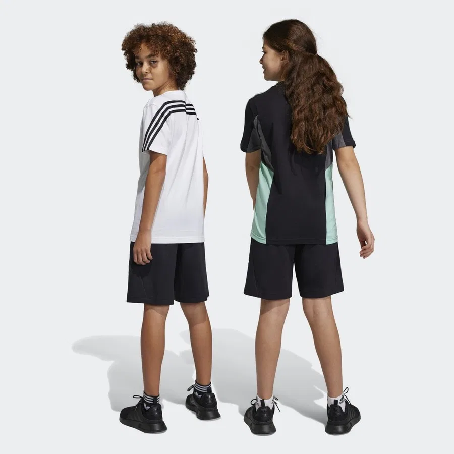 Детские спортивные шорты с принтом Future Icons Logo adidas, Черный — фото 2