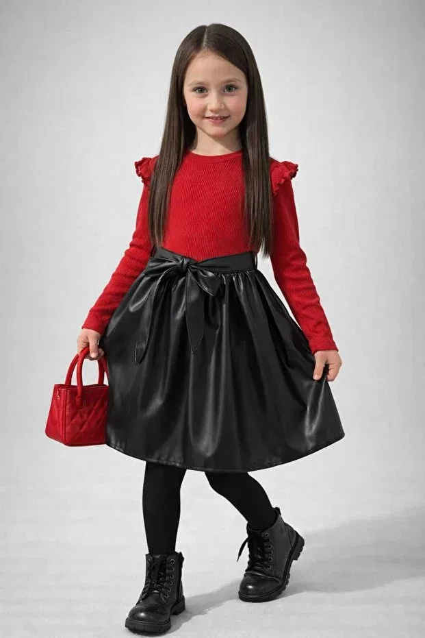 Детское платье с длинным рукавом Neocotton, Red-Black