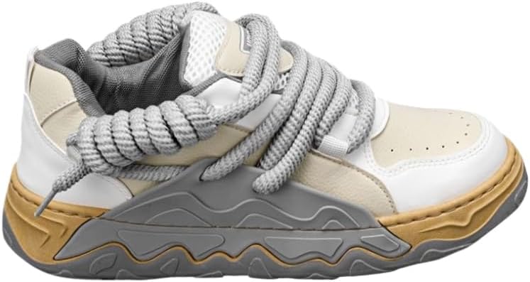 

Мужские спортивные кроссовки с толстой подошвой - дышащие и легкие для активного отдыха и повседневного использования - комфортный материал верха Clolinde, белый/хаки