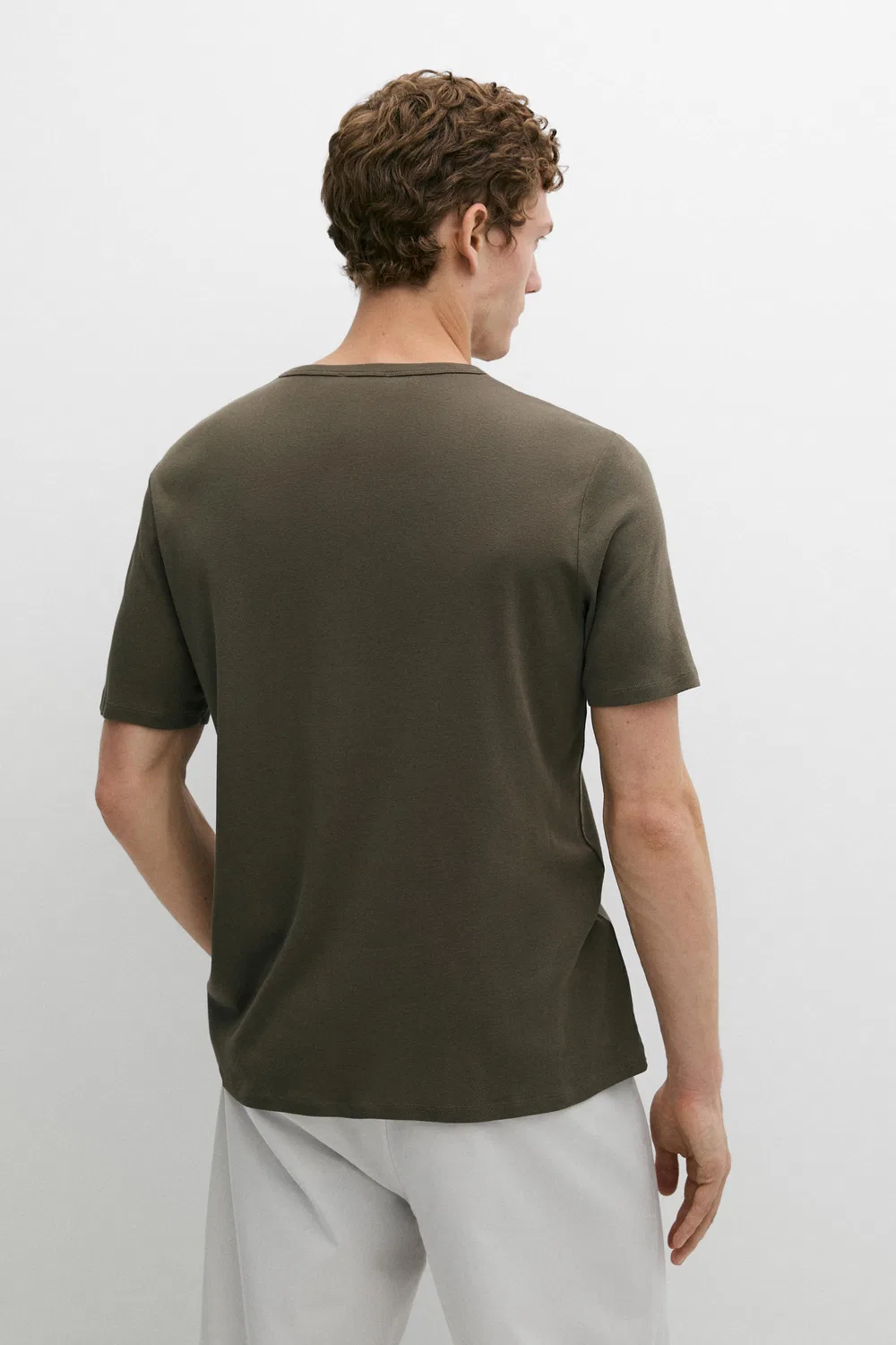 Футболка Massimo Dutti 100% Cotton Short-sleeve, хаки — фото 4