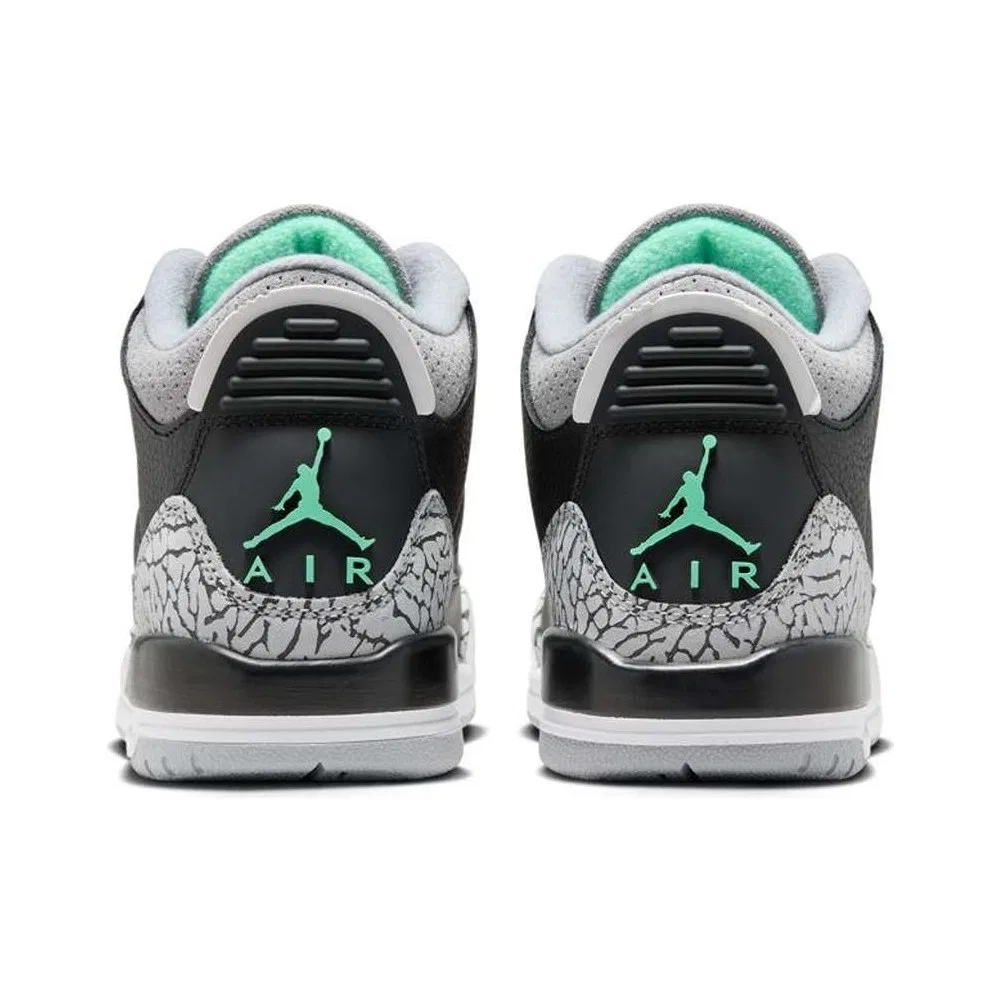 Детские кроссовки для мальчиков и девочек кожаные Air Jordan 3 Retro Gs Green Glow Nike — фото 3
