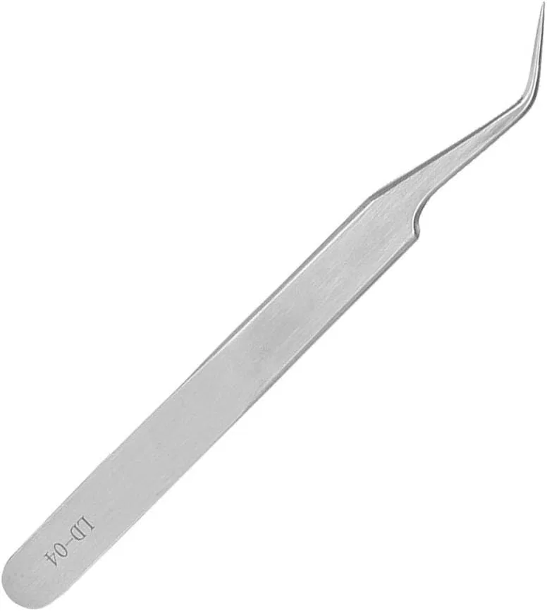 Пинцет для наращивания ресниц из нержавеющей стали, изогнутый, Silver Generic
