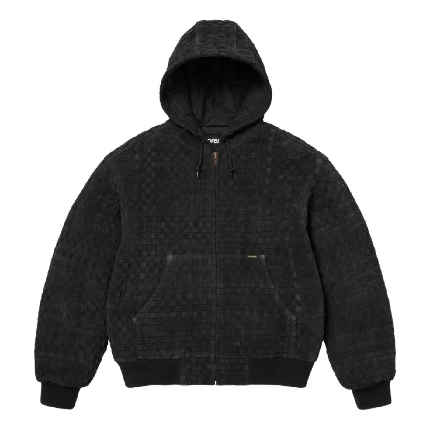 Мужская куртка FW26 Woven Suede Hooded Work Jacket 'Black' Supreme, черный
