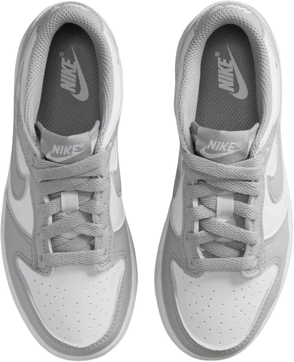 Детские кроссовки для девочек Nike Dunk Low Little Kids' Shoes, White/White/Light Smoke Grey — фото 2