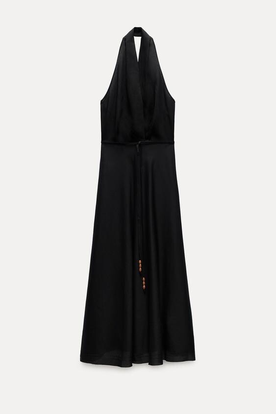 

Платье - миди Zara ZW Collection Halter, черный