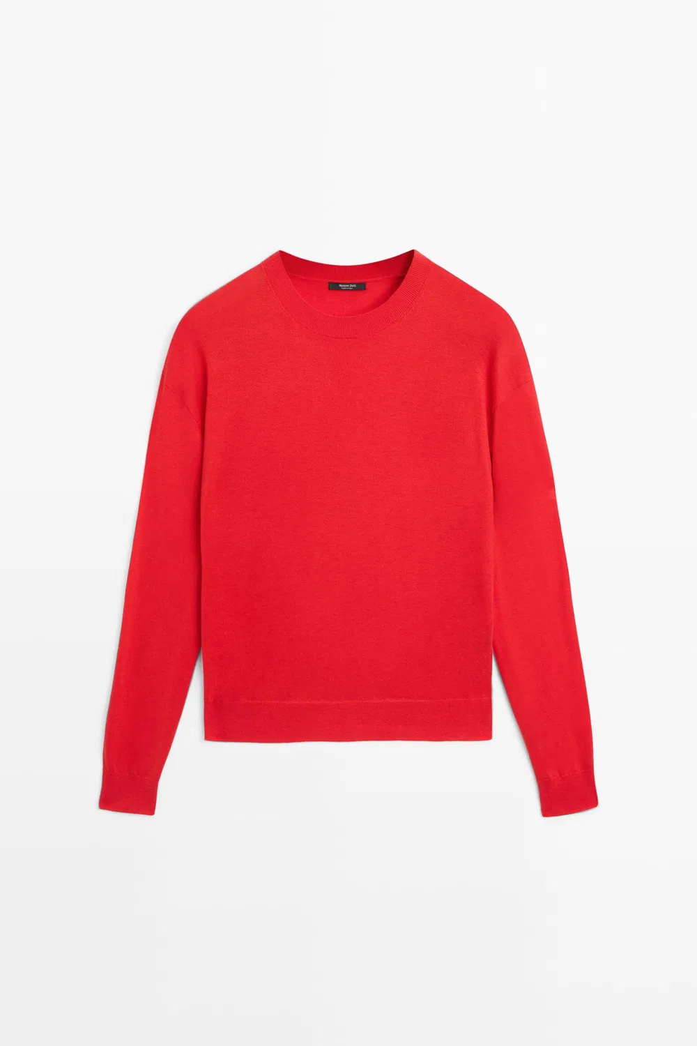 Свитер Massimo Dutti, вязаный, с круглым вырезом, красный — фото 2