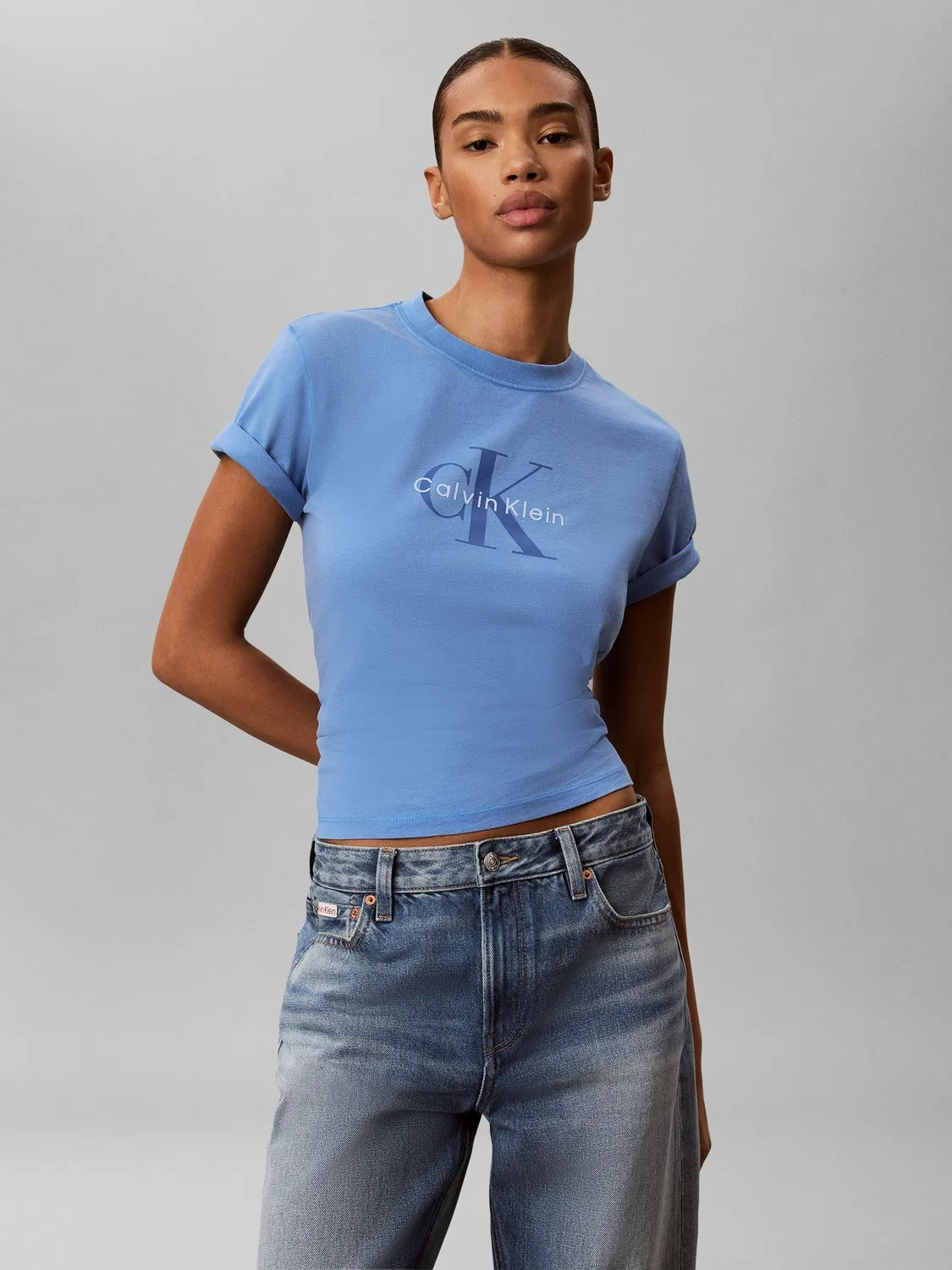 Футболка с монограммой Calvin Klein, синяя — фото 4