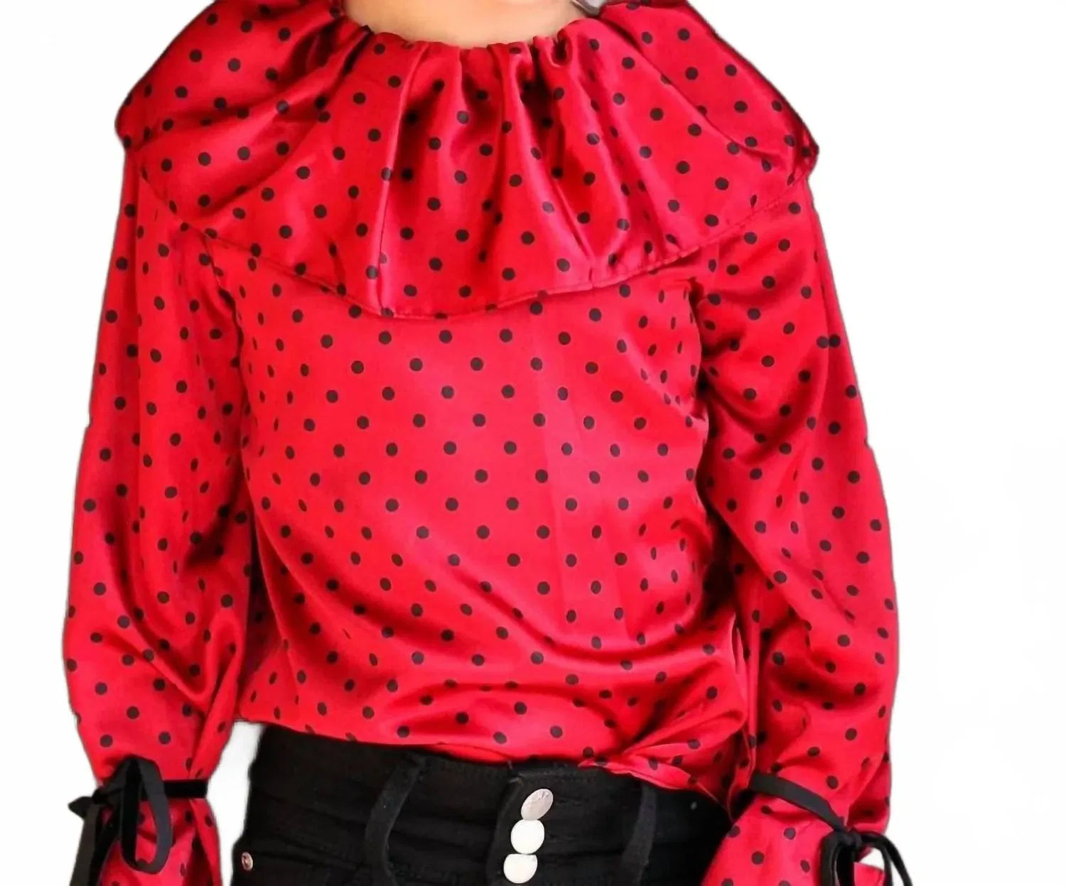 Детская блузка для девочек с длинным рукавом и принтом Polka Dot Mademoiselle Charlotte, красный