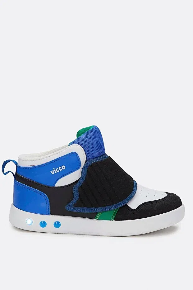 Детские ботинки для девочек на липучке Ufo Lighted Boy's Saks Blue/Black Boots Vicco, Sax Blue - Black — фото 2