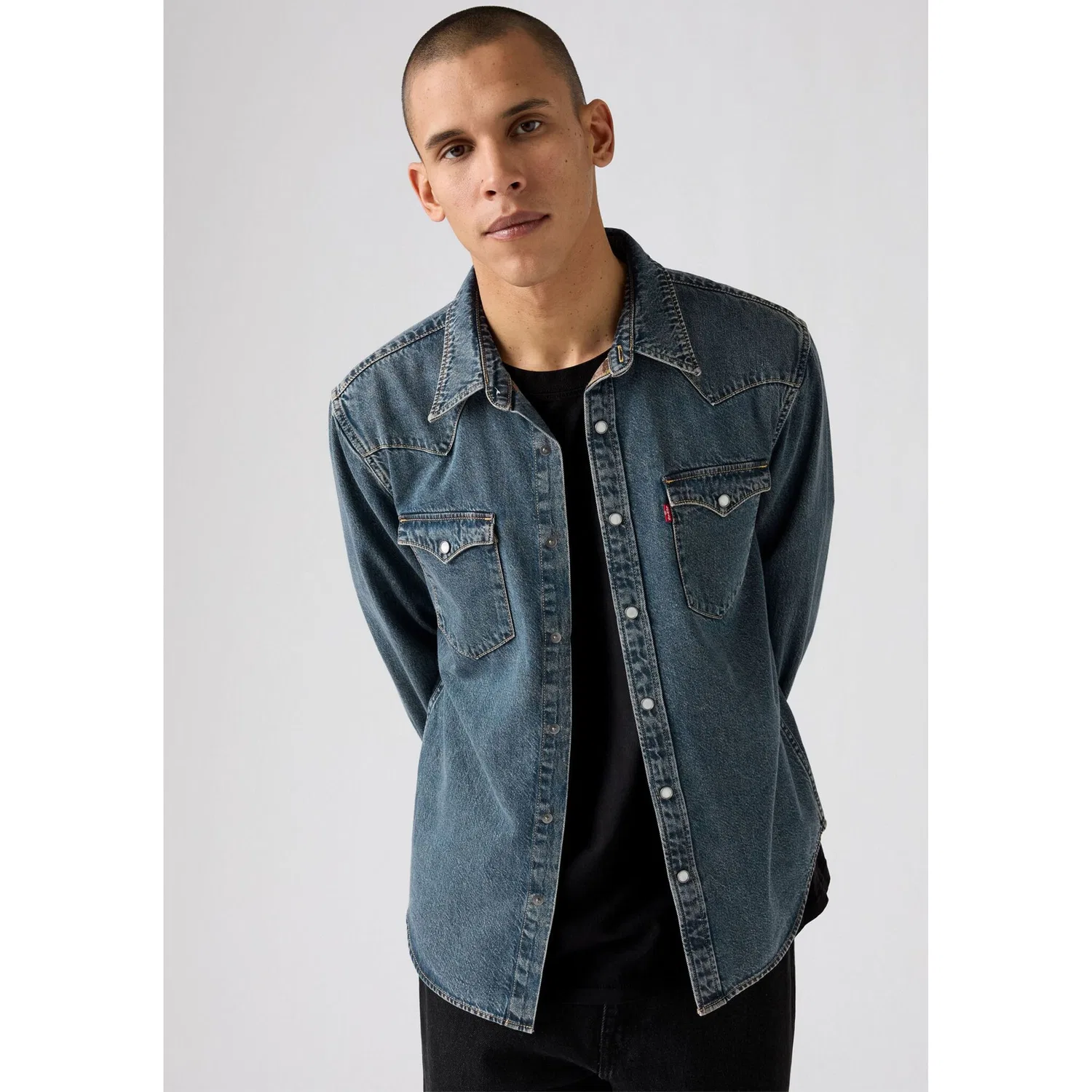 Мужская джинсовая рубашка с длинным рукавом Levi's, Freeport Brown Weft — фото 2