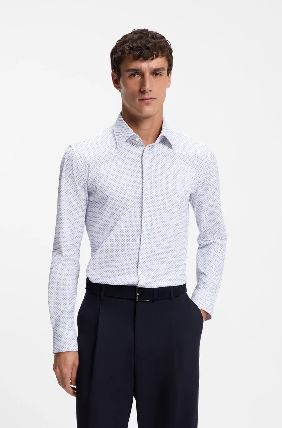 Рубашка BOSS Slim fit Button Up Shirt 'Hank' светло-голубого цвета — фото 2