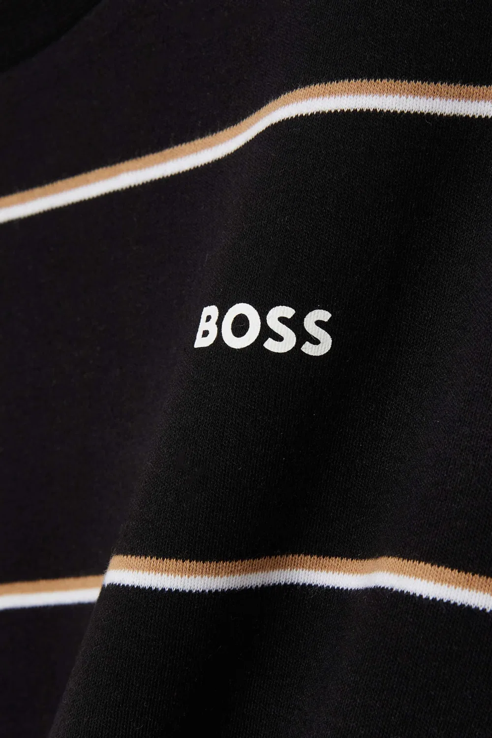 Футболка в полоску хлопковая BOSS Kidswear, черный — фото 3
