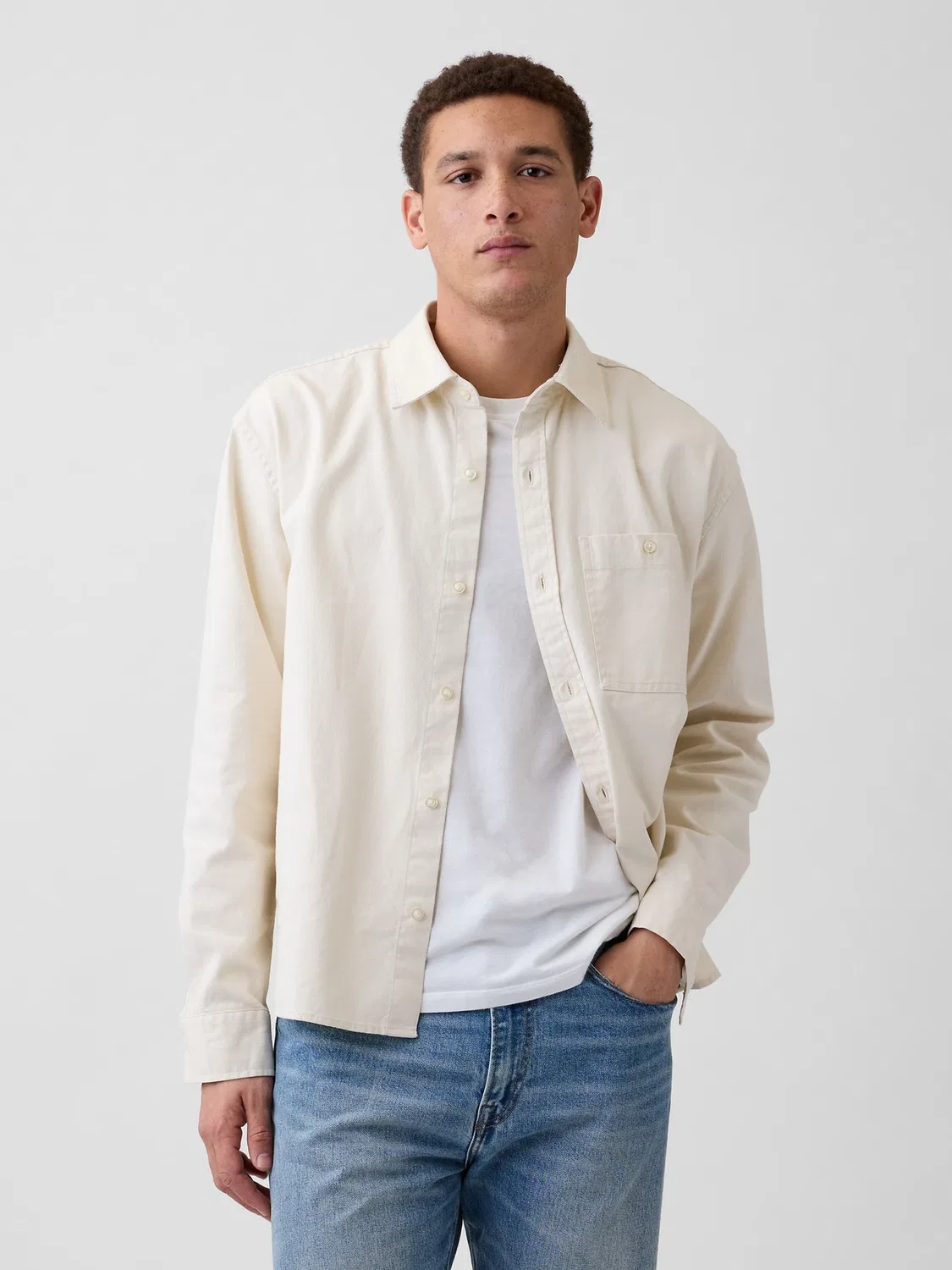 Рубашка оксфорд Relaxed Straight-Hem Gap, кремовый