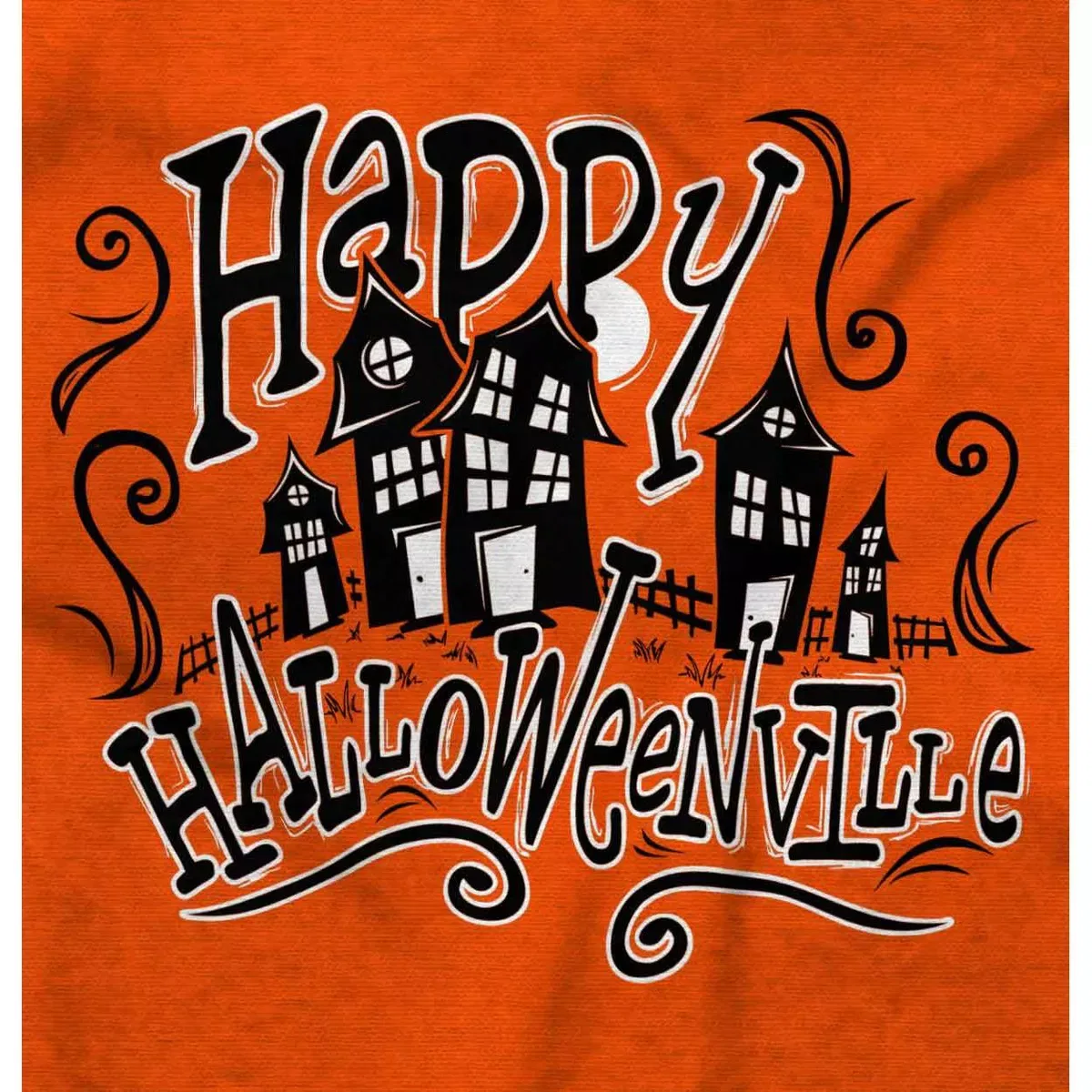 Детское боди с коротким рукавом Happy Halloween Ville Haunted Houses Brisco Brands, Orange — фото 2