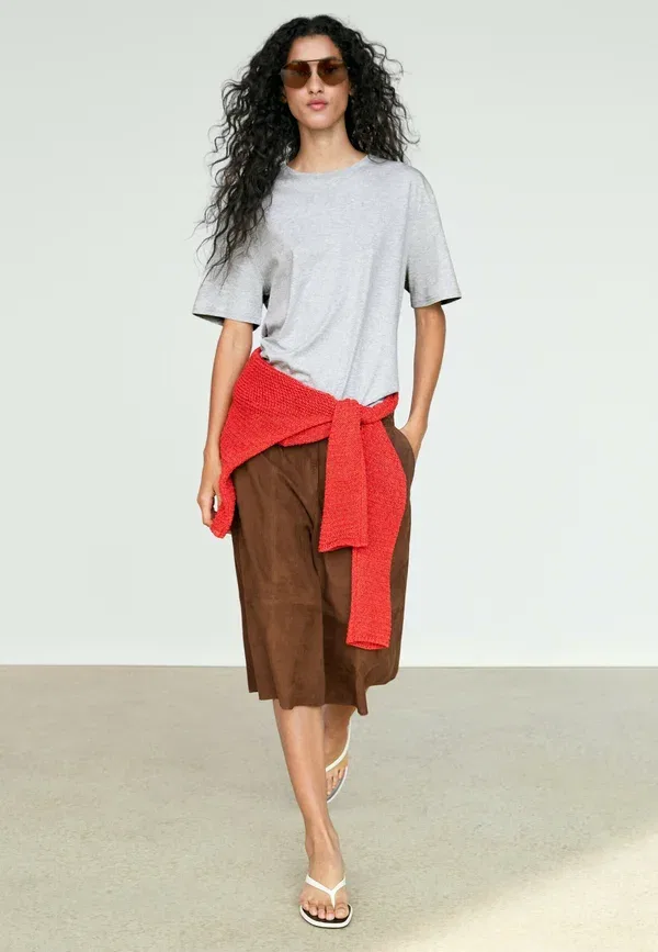 Футболка хлопковая Basic t-shirt Massimo Dutti, серый — фото 4