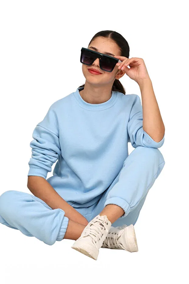 Детский спортивный костюм для девочек с капюшоном Erdem Kids, Baby Blue — фото 3