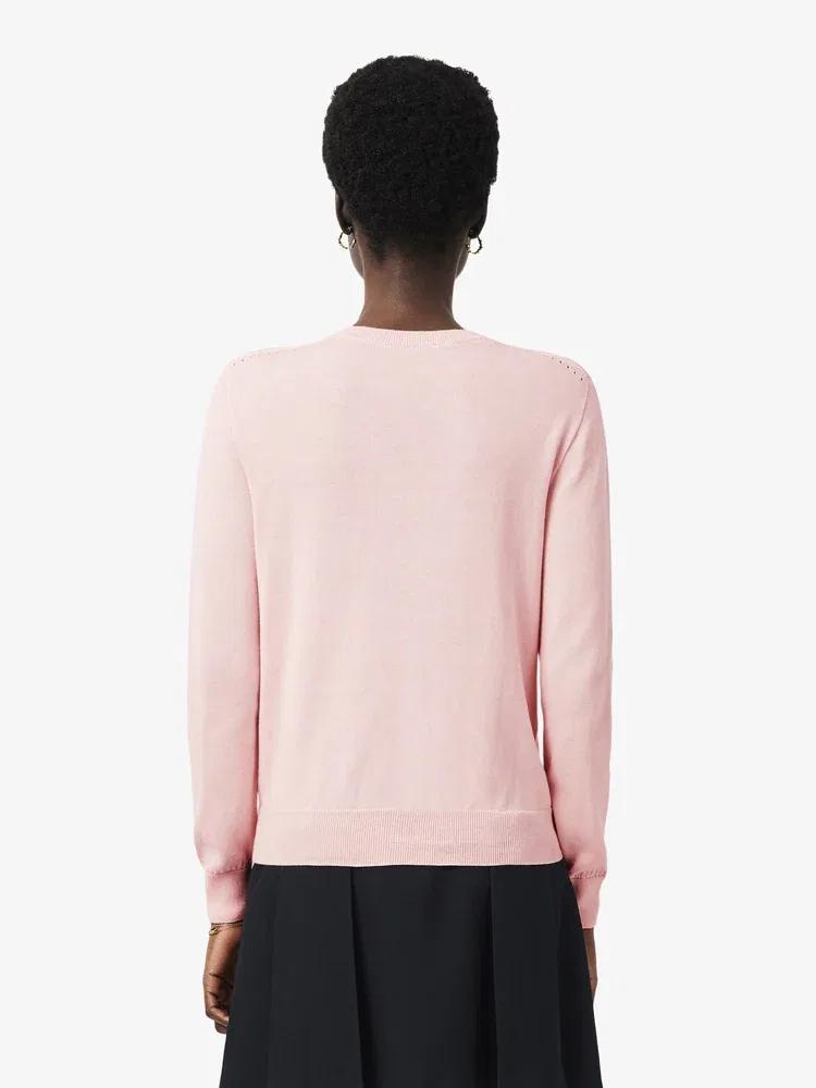 Кардиган женский LACOSTE Light Pink, хлопковый, с круглым вырезом — фото 3