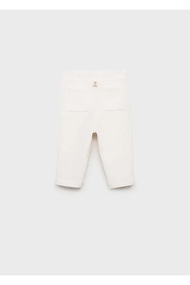 Детские брюки для девочек из трикотажа Jogger knitwear pants Mango Baby, Off White — фото 2