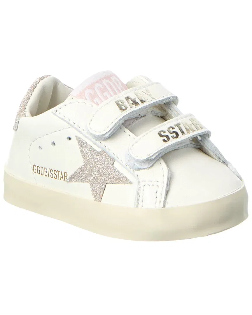 Детские кроссовки кожаные с блеском Golden Goose Leather Sneaker, White