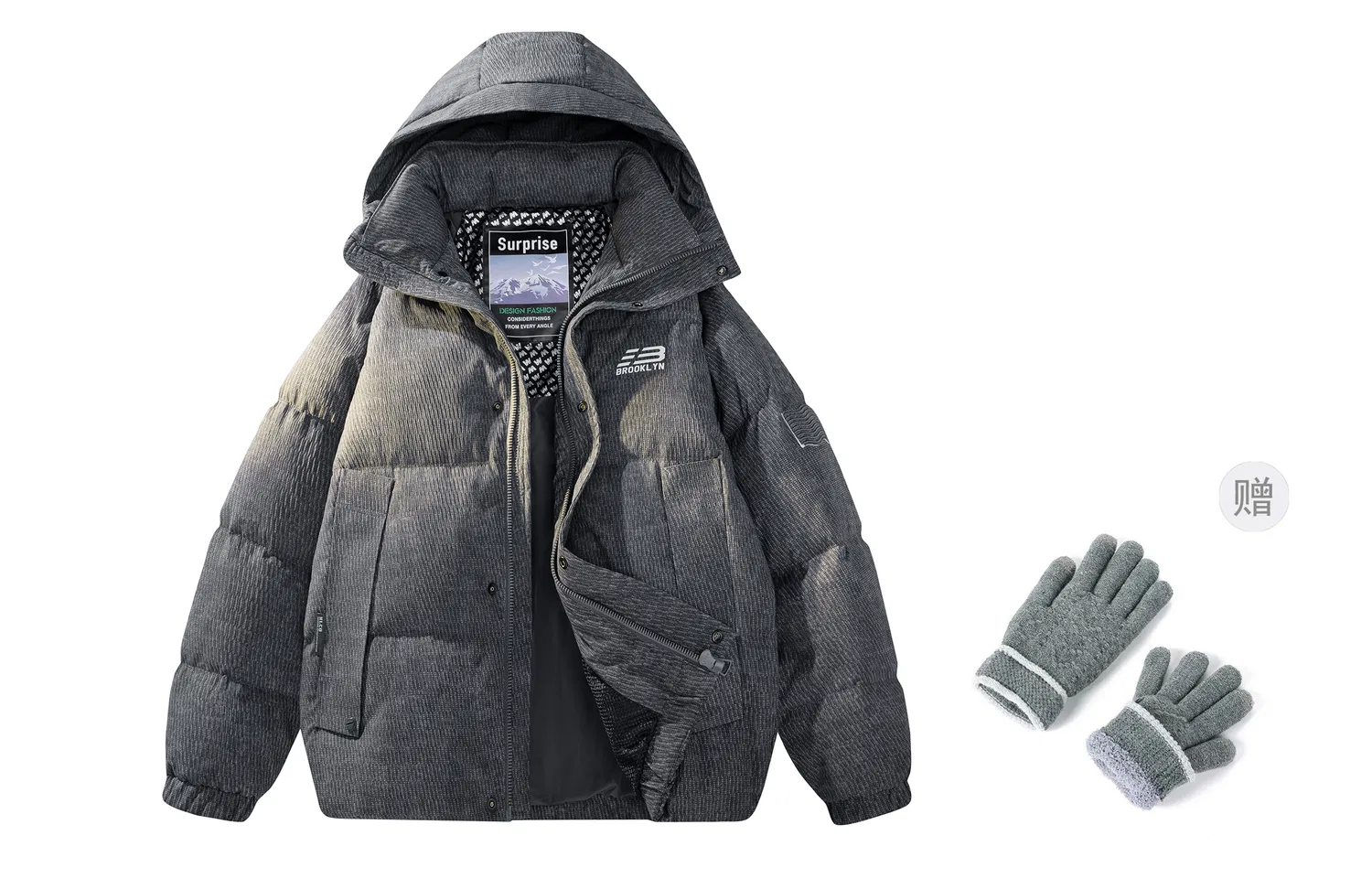 Детский пуховик с наполнителем из флиса Dark Gray-90 Fleece[Upgraded Free Glove] MIIOW