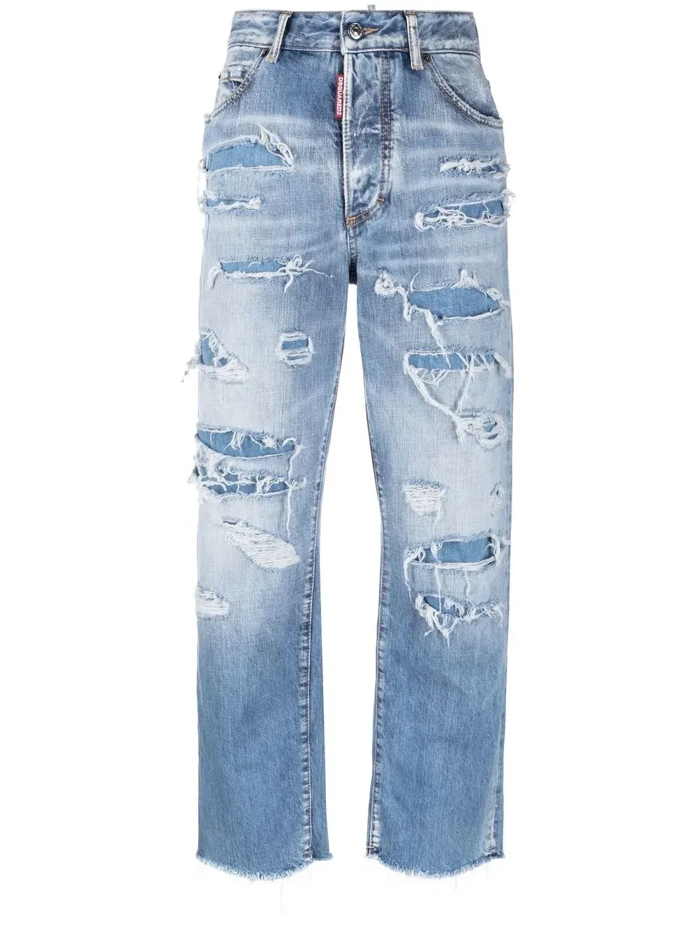 Препанные укороченные джинсы Dsquared2, синий