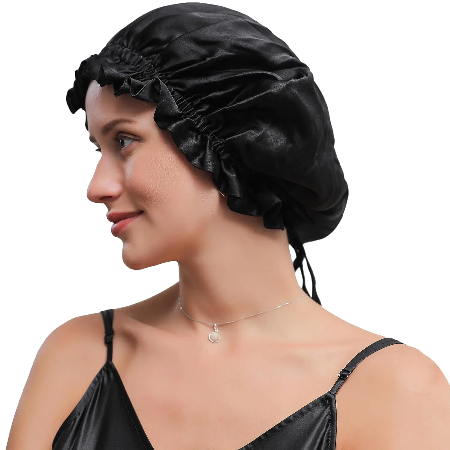 Шапочка для душа ZIMASILK из 100% мульберового шелка, 1 шт, Black