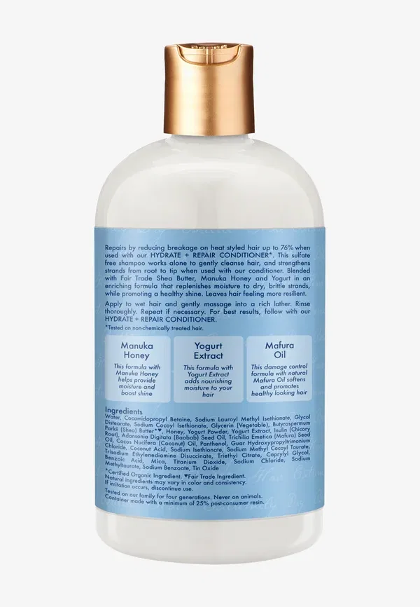 Шампунь для поврежденных волос Manuka Honey & Yogurt Hydrate & Repair Sheamoisture 384 мл — фото 2
