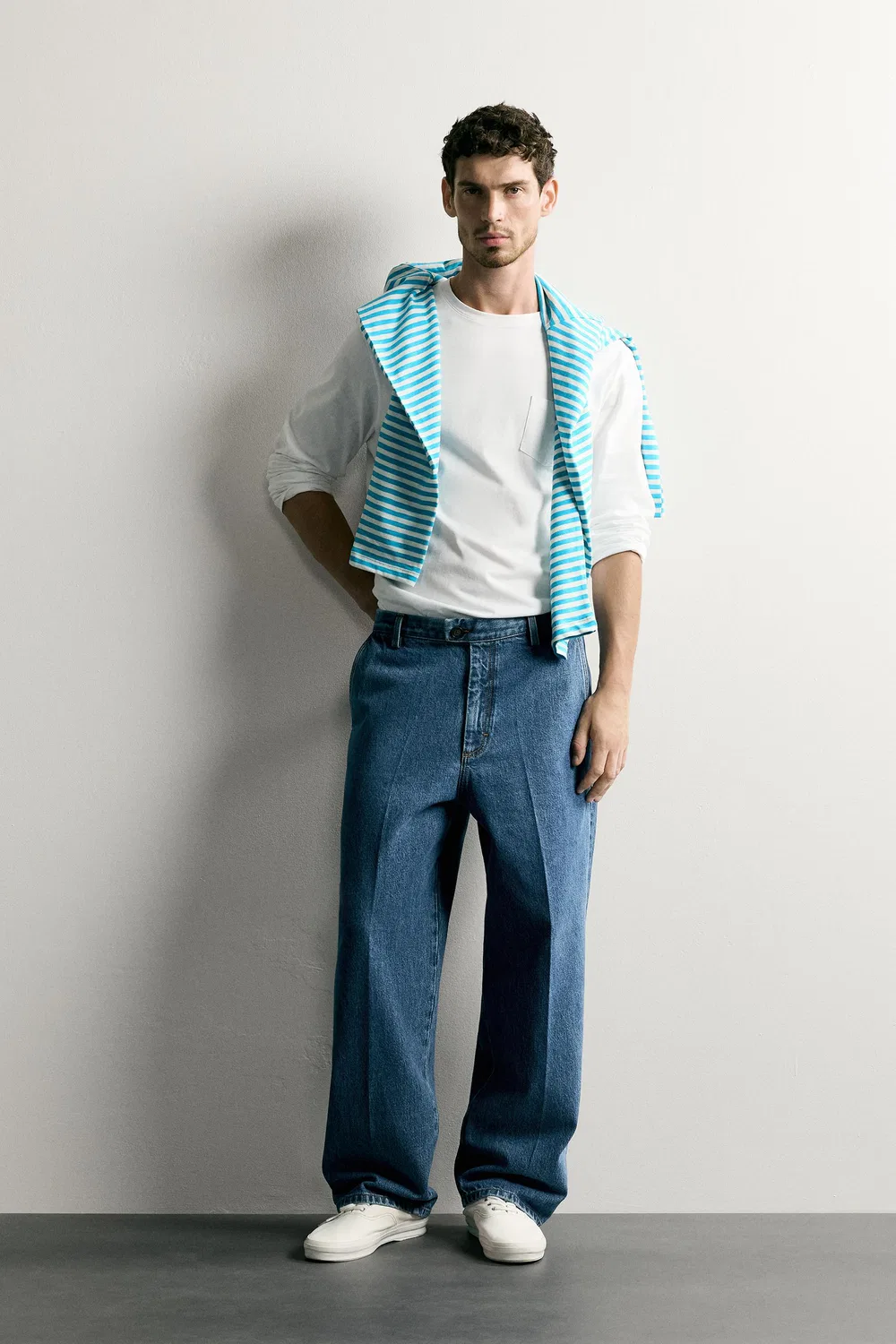 Джинсы-чиносы стандартного кроя ZARA, Mid-blue