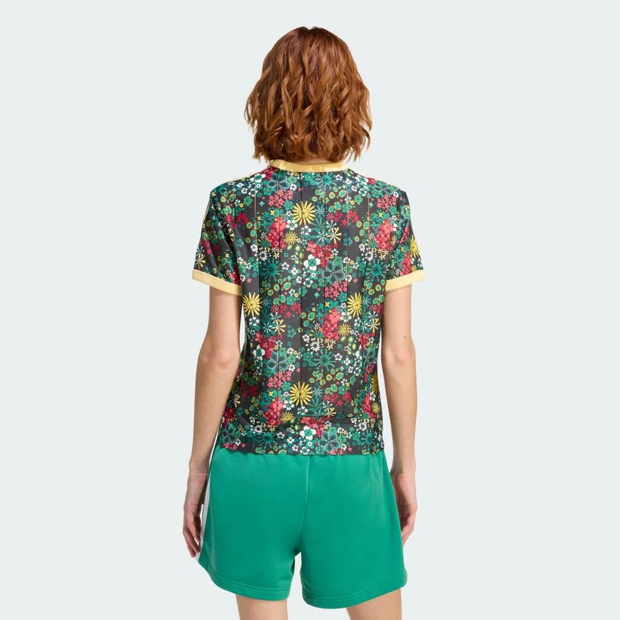 Футболка с длинным рукавом, с принтом, adidas Originals x Liberty London 3 Stripes, adidas, Черно-зеленый — фото 2