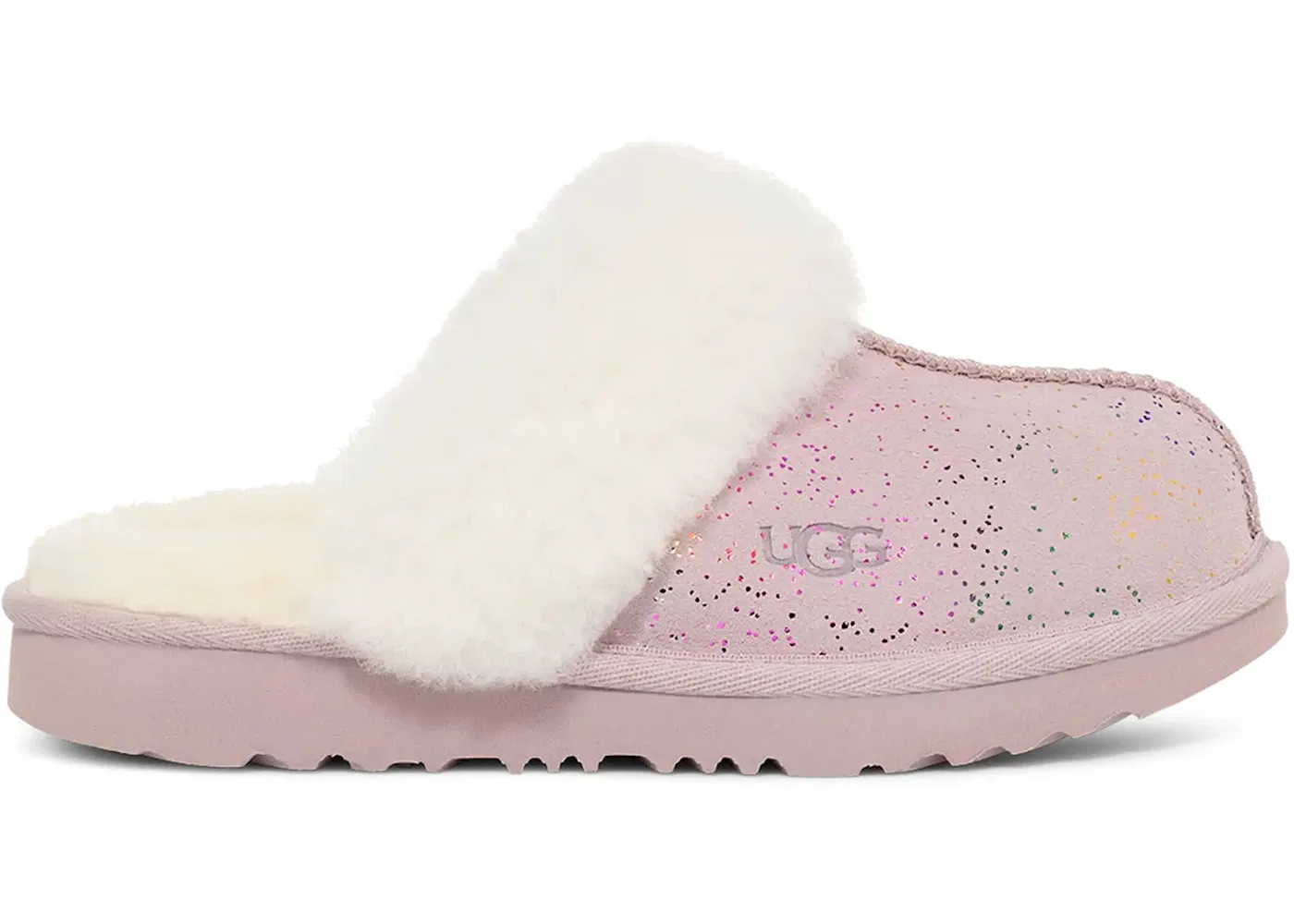 Детские тапочки с блестками UGG Cozy II Shimmer Sky Slipper, Pale Smoke/Rainbow Metallic