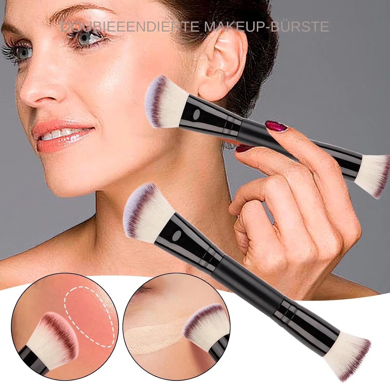 Кисть для макияжа, Foundation Brush, Generisch, двойная, 40 г, Black — фото 2