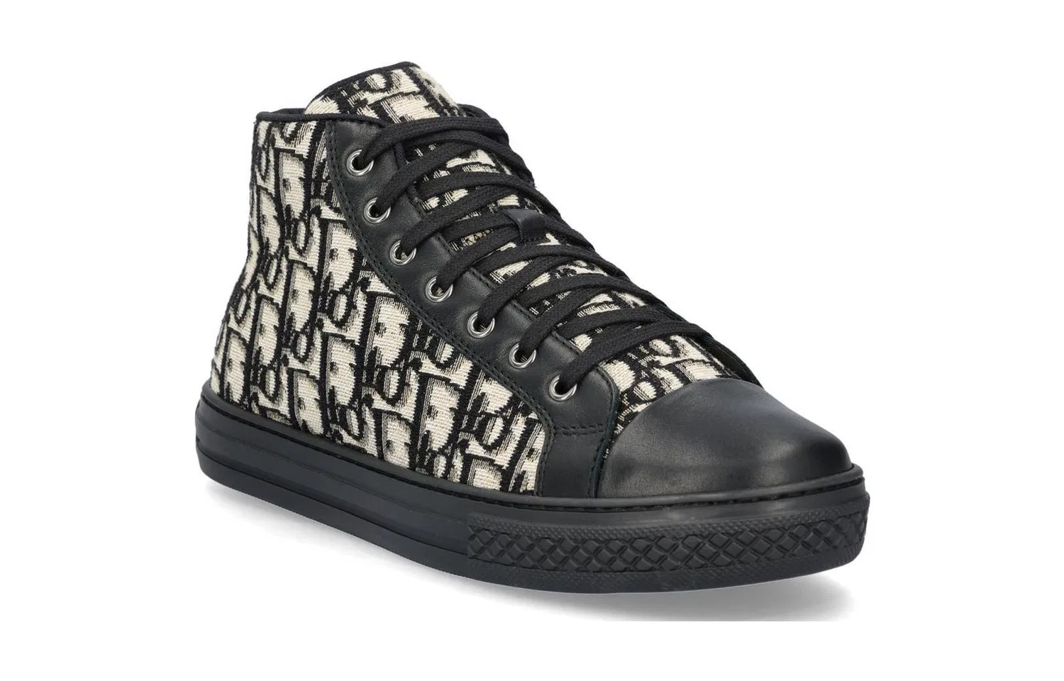 Детские кроссовки для скейтбординга с принтом Dior Oblique, модель High top, DIOR, Black Beige — фото 4