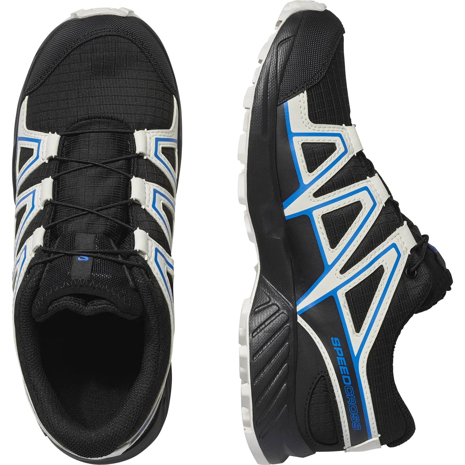 Детские кроссовки для мальчиков водонепроницаемые Speedcross Waterproof Salomon, Black Vanilla Ice French Blue — фото 4