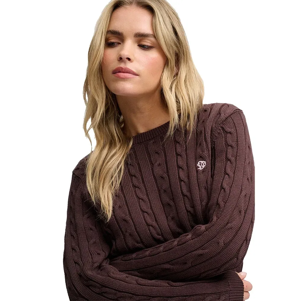 Женский свитер с косами Essentials Cable Knit Jumper Superdry, Brown — фото 3