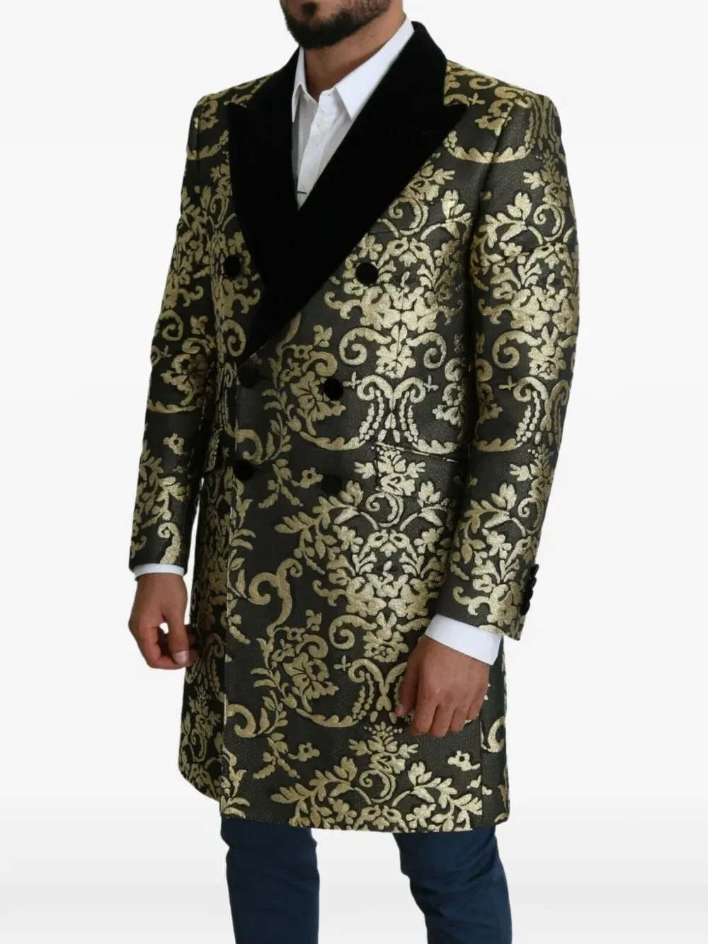 Пальто из парчи с барочным узором Sicilia DOLCE & GABBANA, черный — фото 3