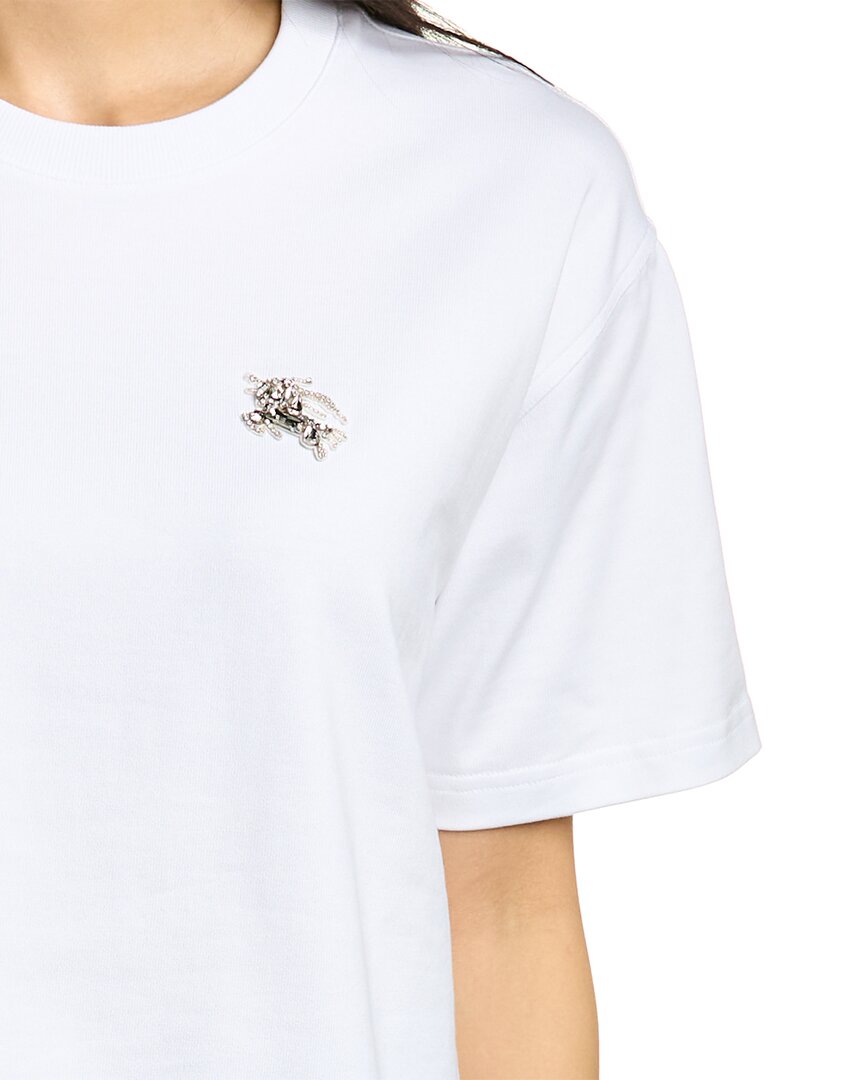 Футболка Burberry Crystal Embellished с принтом логотипа, белый — фото 3