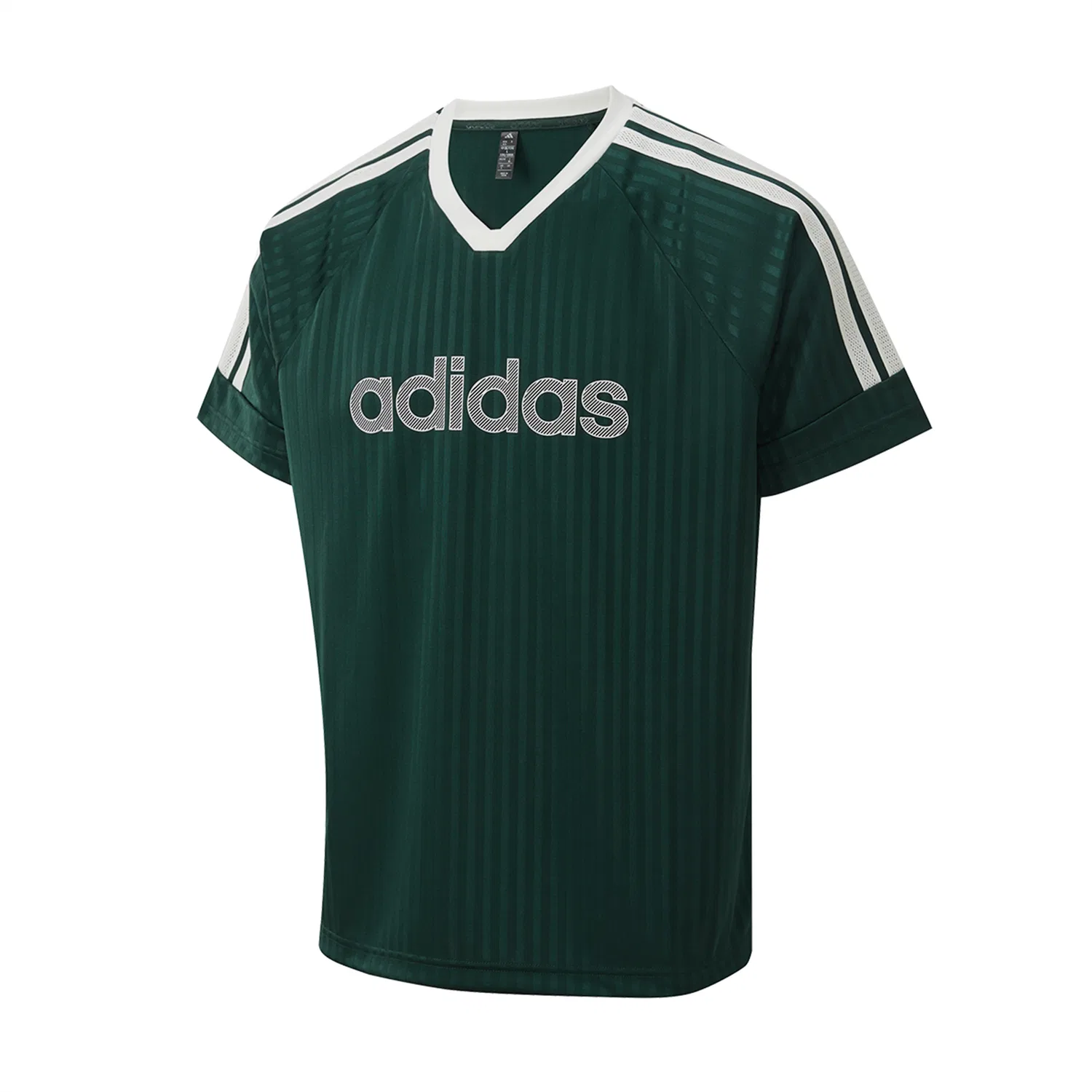 Футболка Adidas зеленая с V-образным вырезом