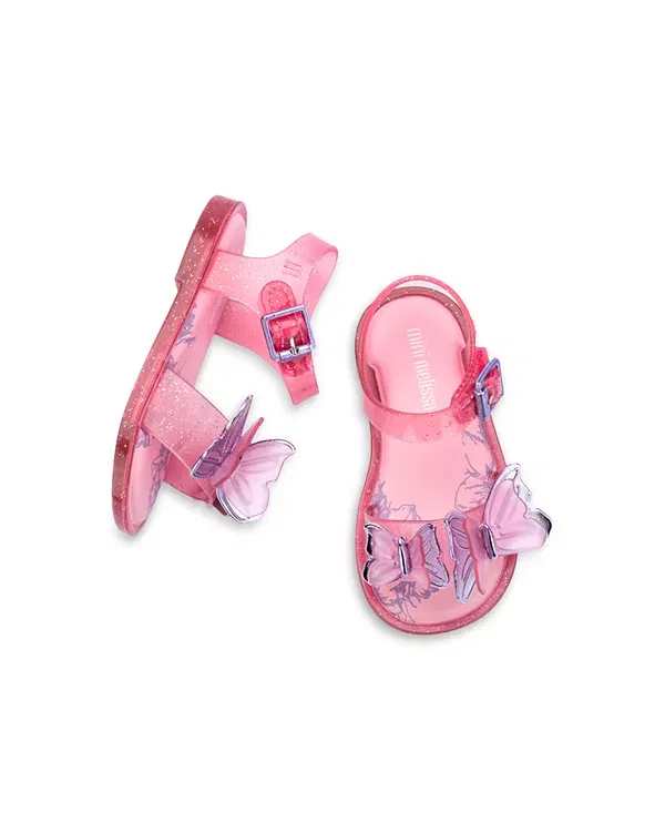 Детские сандалии для девочек с бабочкой Butterfly III Mini Melissa, Glitter Pink — фото 3
