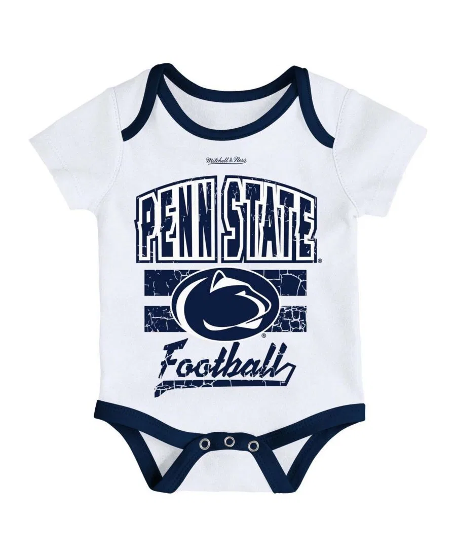 Комплект из 3 предметов: боди, слюнявчик и пинетки Penn State Nittany Lions Mitchell & Ness, White — фото 4