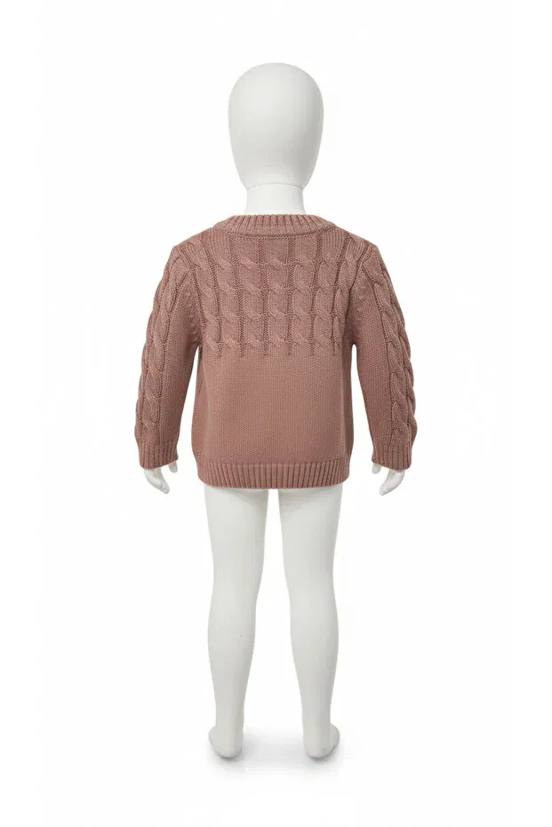 Детский кардиган для девочек с косой вязкой Imoop Design, Pink — фото 2