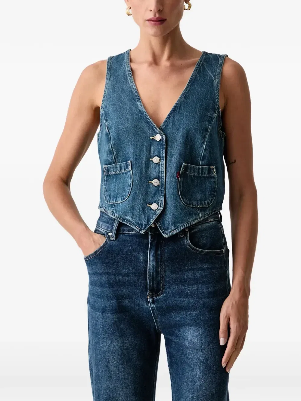 Джинсовый жилет с V-образным вырезом Levi's, синий