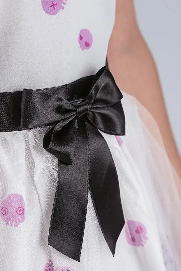 Детское платье для девочек с принтом Kuromi and My Melody Minik Dolap, White — фото 4
