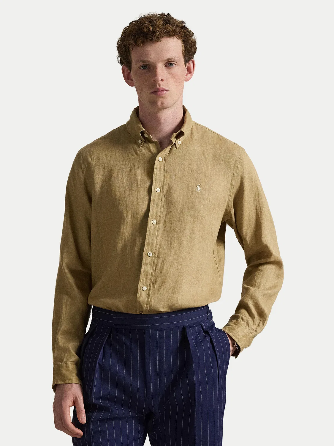 Мужская рубашка приталенного кроя Polo Ralph Lauren, бежевый