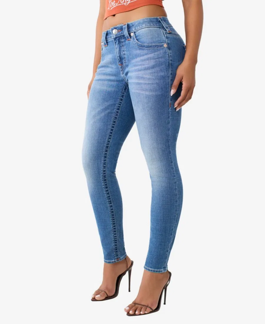 Джинсы скинни с заниженной талией, с фирменными подковами True Religion, Blue — фото 2