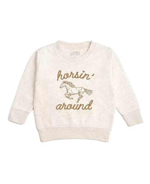 Детская толстовка для мальчиков с принтом Horsin' Around Western Sweet Wink, Natural Heather