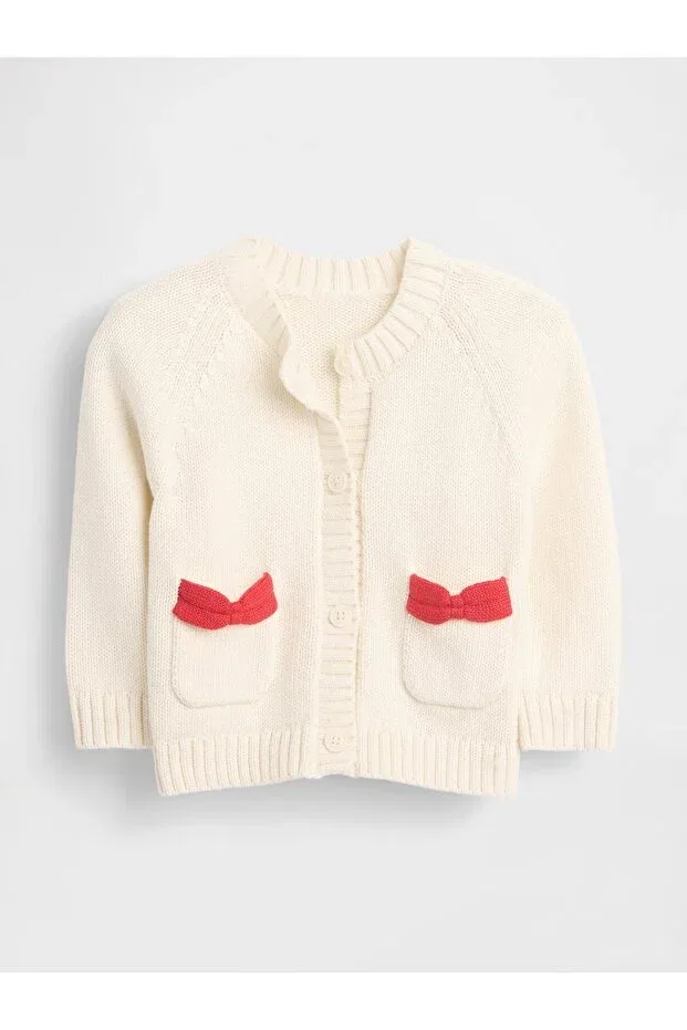 Детский кардиган с поясом и карманами Gap, Cream-000
