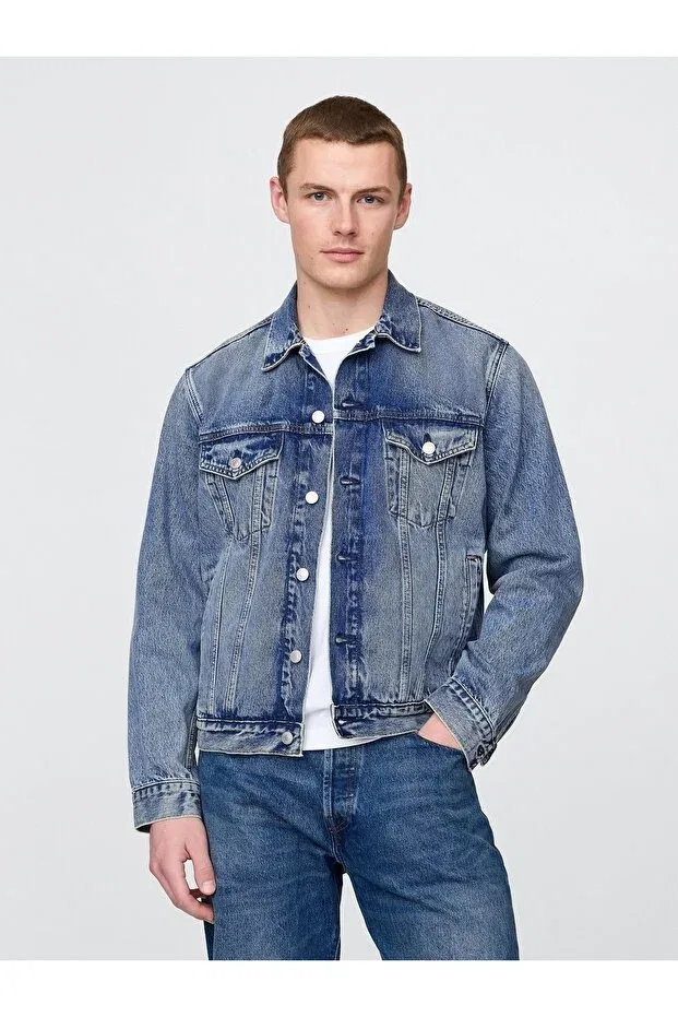Мужская джинсовая куртка с длинным рукавом Classic Icon Washwell Denim Jacket Gap, Light Blue