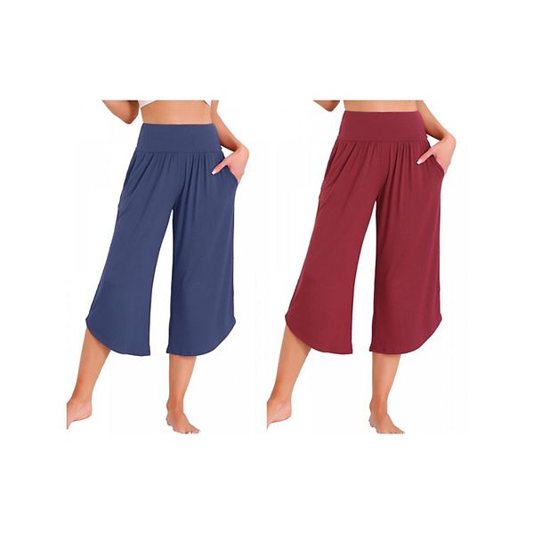 

2 пары женских капри для йоги с карманами Inspire Chic, Navy Wine Red