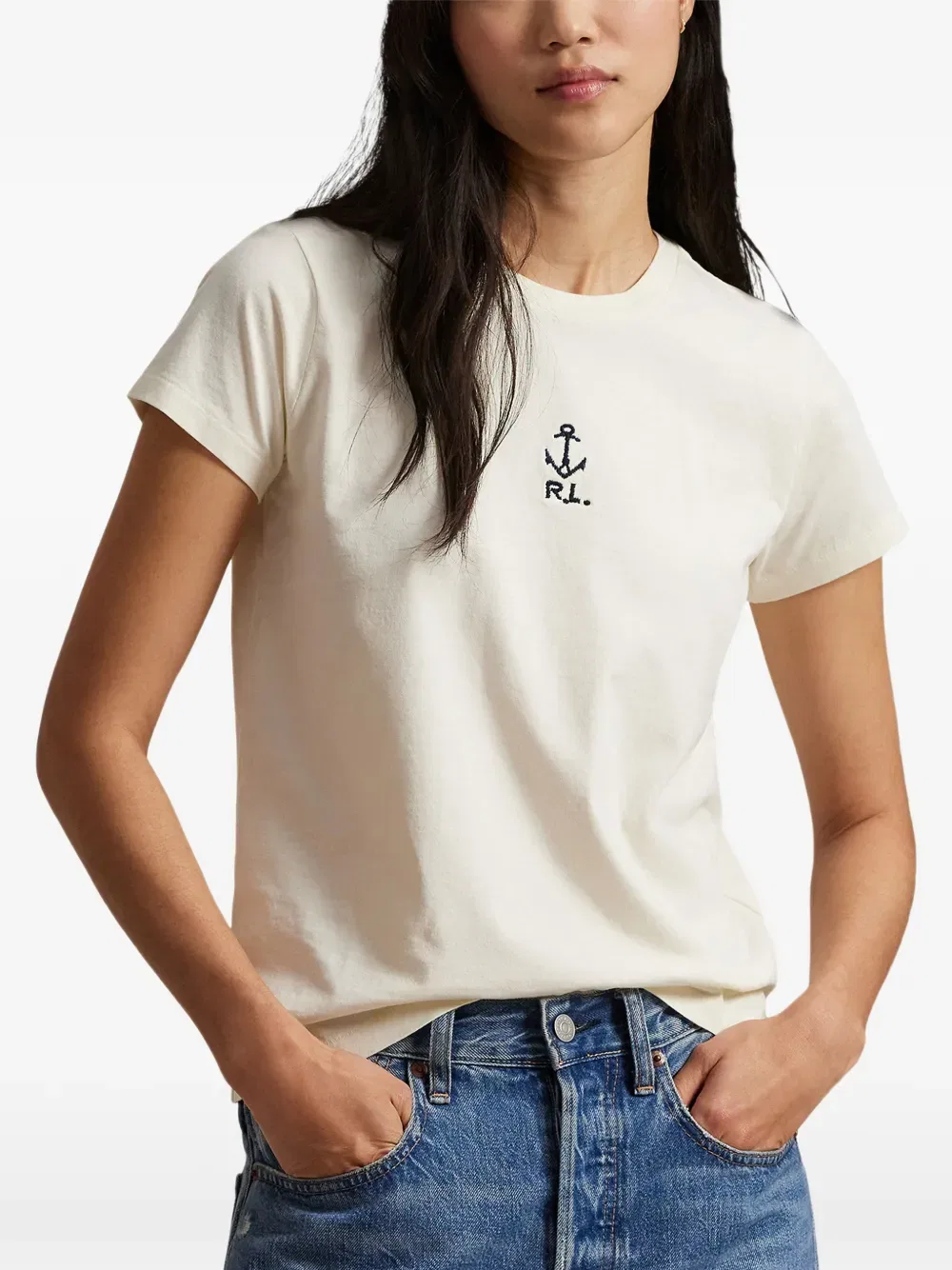 Футболка с логотипом Anchor Polo Ralph Lauren, нейтральный — фото 3