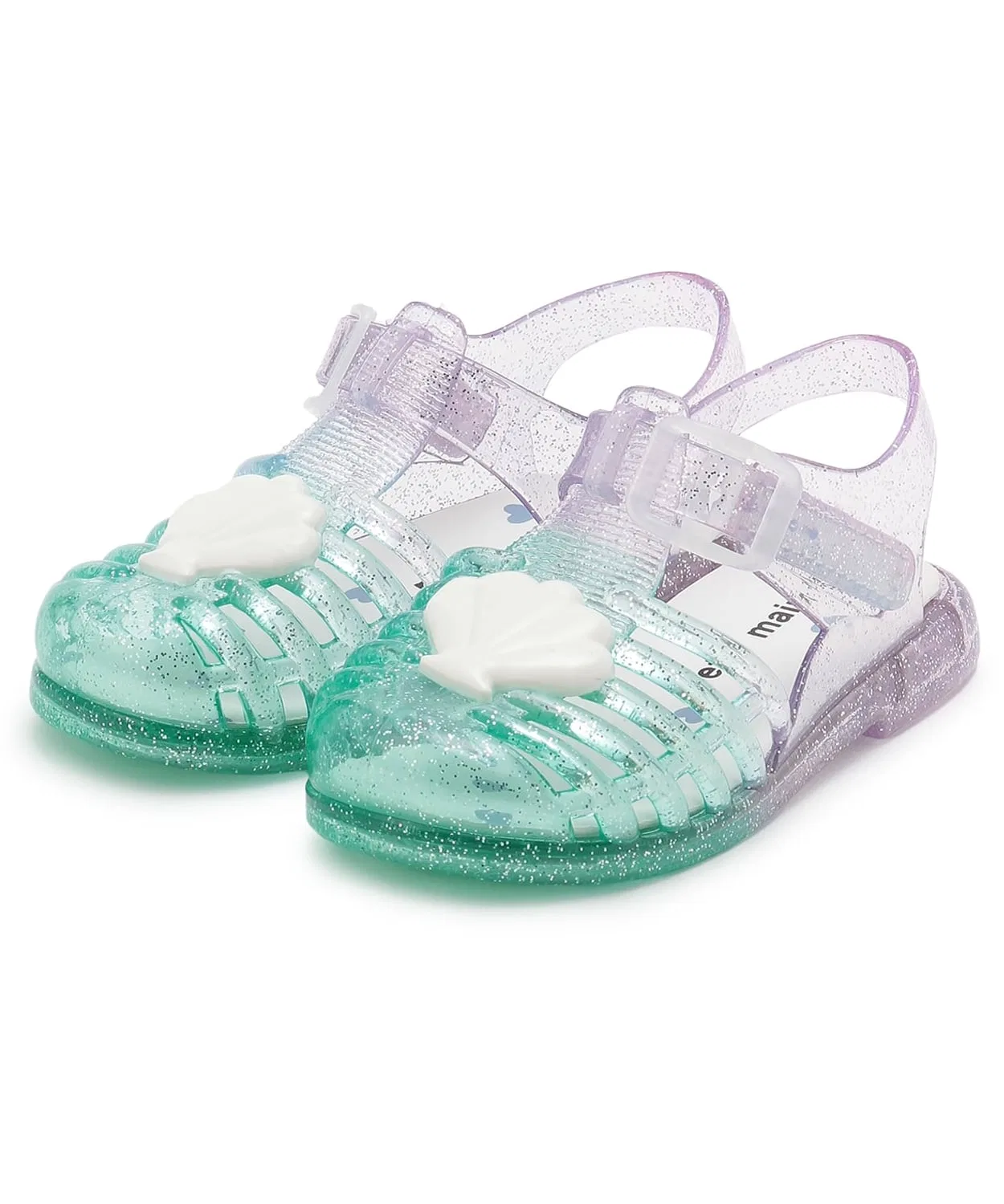 Детские сандалии с блестками из ПВХ, модель Lame Jelly, petit main, Turquoise Blue